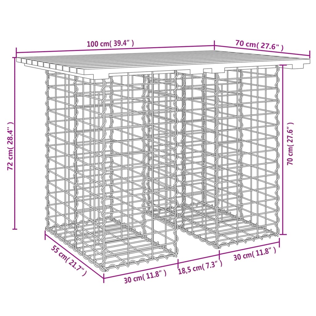 Garden Bench Gabion Design Solid Wood Pine