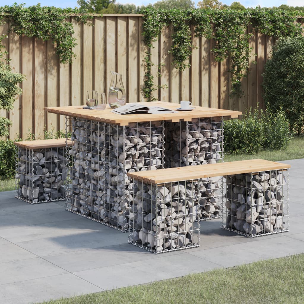 Garden Bench Gabion Design Solid Wood Pine