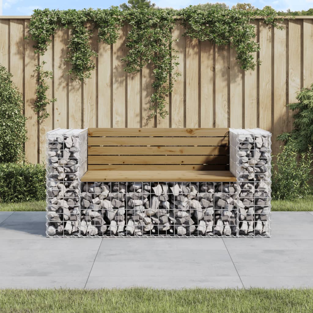 Garden Bench Gabion Design Solid Wood Douglas