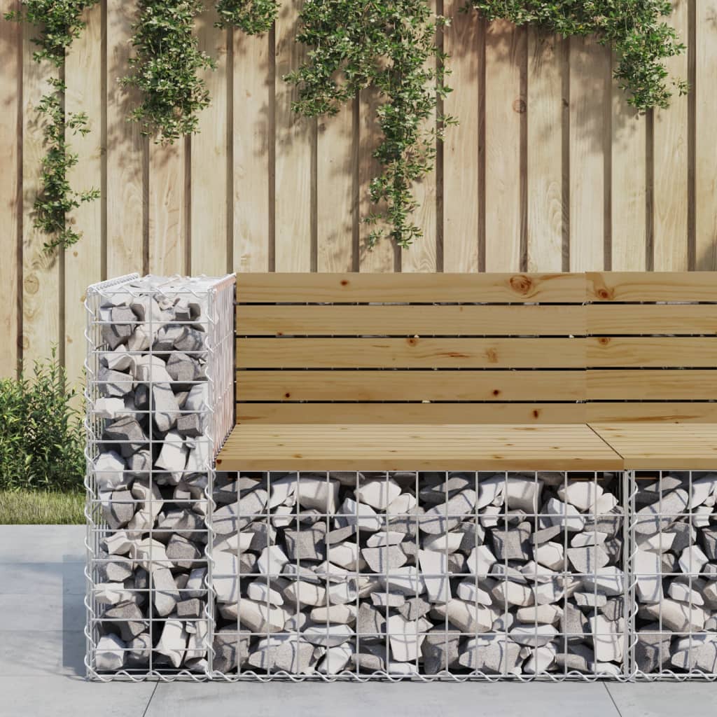 Garden Bench Gabion Design Solid Wood Douglas