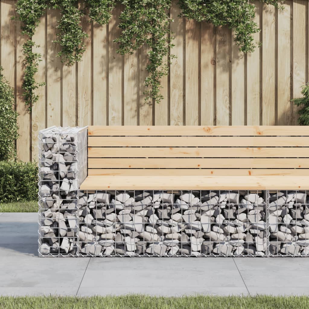 Garden Bench Gabion Design Solid Wood Douglas