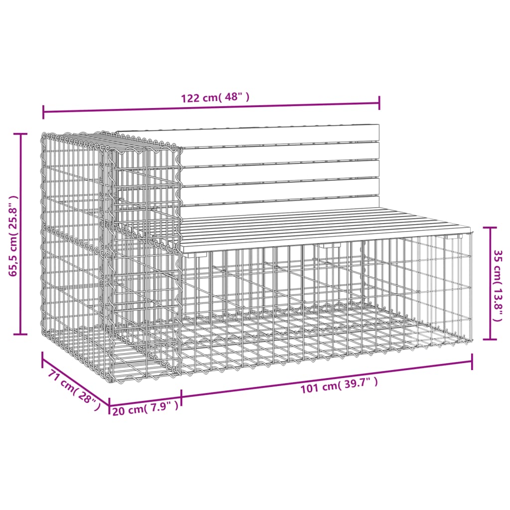 Garden Bench Gabion Design Solid Wood Douglas