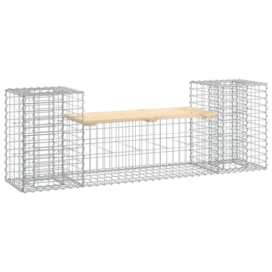 Garden Bench Gabion Design 183X41X60.5 Cm Solid Wood Pine