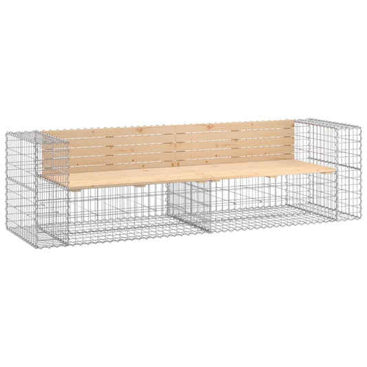 Garden Bench Gabion Design 244X71X65.5 Cm Solid Wood Pine