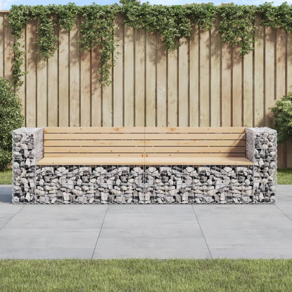 Garden Bench Gabion Design 244X71X65.5 Cm Solid Wood Pine