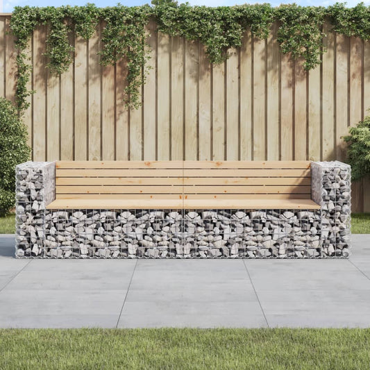 Garden Bench Gabion Design 244X71X65.5 Cm Solid Wood Pine
