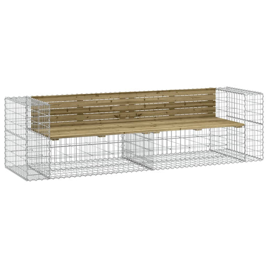 Garden Bench Gabion Design 244X71X65.5 Cm Impregnated Wood Pine