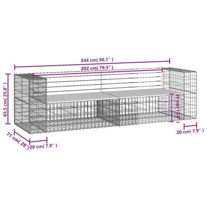 Garden Bench Gabion Design 244X71X65.5 Cm Impregnated Wood Pine