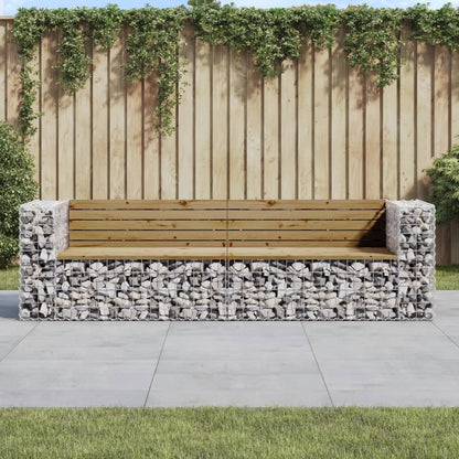 Garden Bench Gabion Design 244X71X65.5 Cm Impregnated Wood Pine