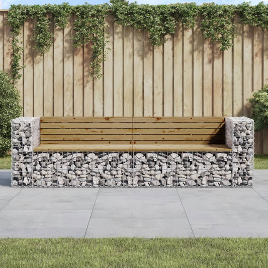 Garden Bench Gabion Design 244X71X65.5 Cm Impregnated Wood Pine