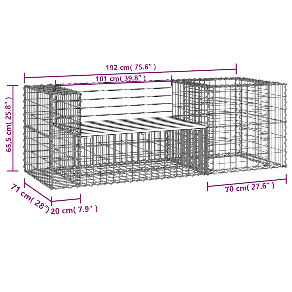 Garden Bench With Gabion Basket Solid Wood Pine