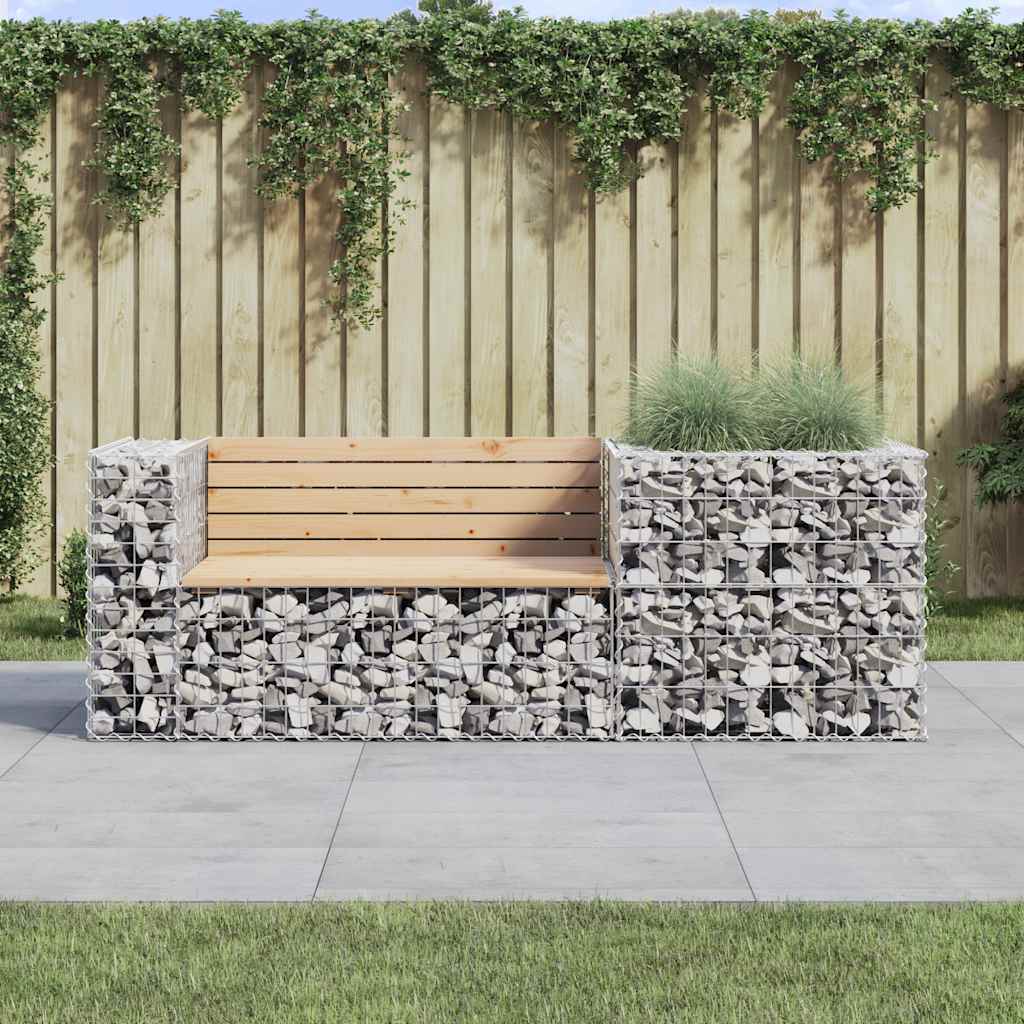 Garden Bench With Gabion Basket Solid Wood Pine