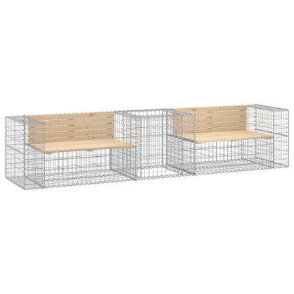 Garden Bench With Gabion Basket Solid Wood Pine