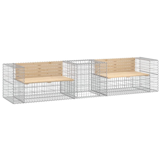 Garden Bench With Gabion Basket Solid Wood Pine