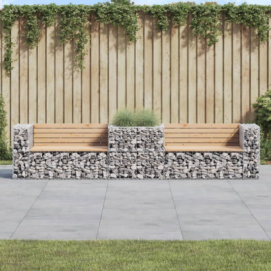 Garden Bench With Gabion Basket Solid Wood Pine