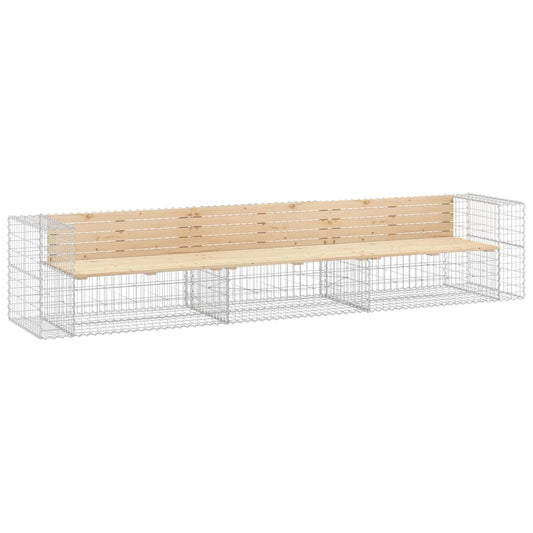 Garden Bench Gabion Design 347X71X65.5 Cm Solid Wood Pine