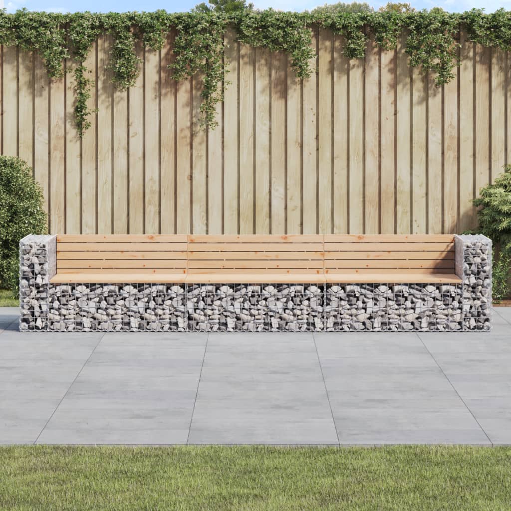 Garden Bench Gabion Design 347X71X65.5 Cm Solid Wood Pine