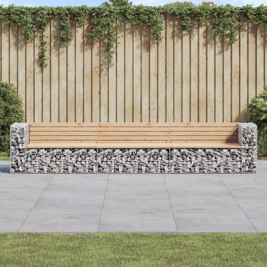 Garden Bench Gabion Design 347X71X65.5 Cm Solid Wood Pine