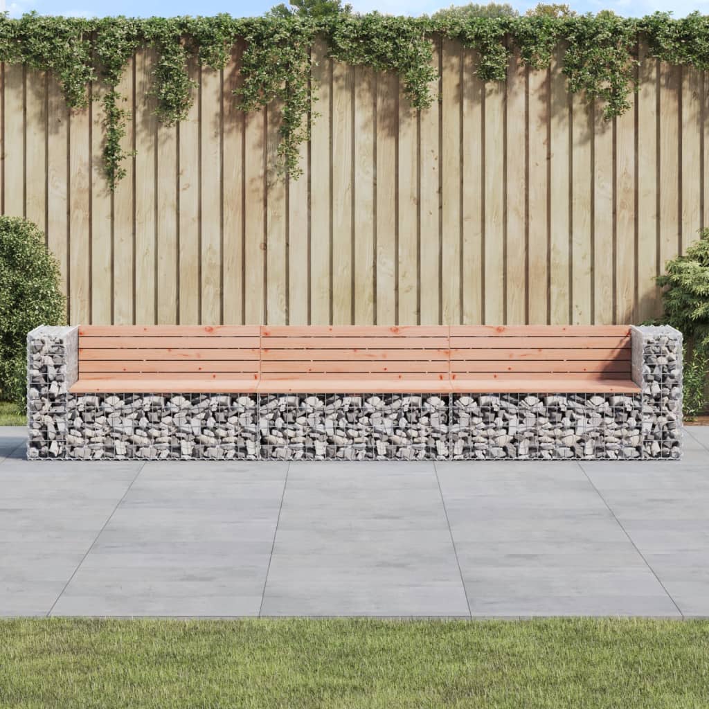 Garden Bench Gabion Design 347X71X65.5 Cm Solid Wood Pine
