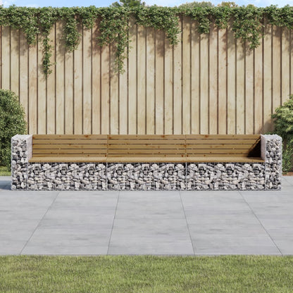 Garden Bench Gabion Design 347X71X65.5 Cm Solid Wood Pine