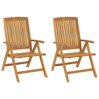 Reclining Garden Chairs With Cushions 2 Pcs Solid Wood Teak