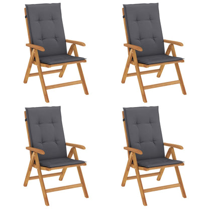 Reclining Garden Chairs With Cushions 4 Pcs Solid Wood Teak