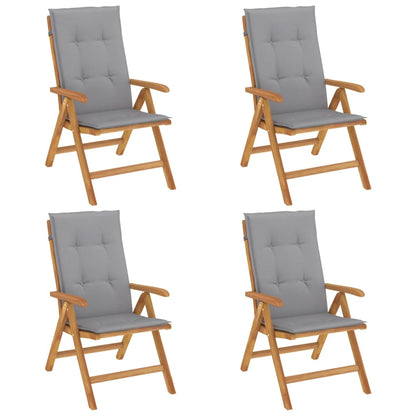 Reclining Garden Chairs With Cushions 4 Pcs Solid Wood Teak