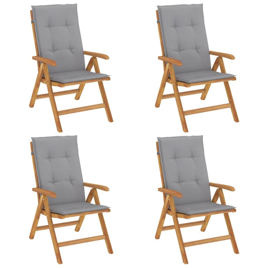 Reclining Garden Chairs With Cushions 4 Pcs Solid Wood Teak