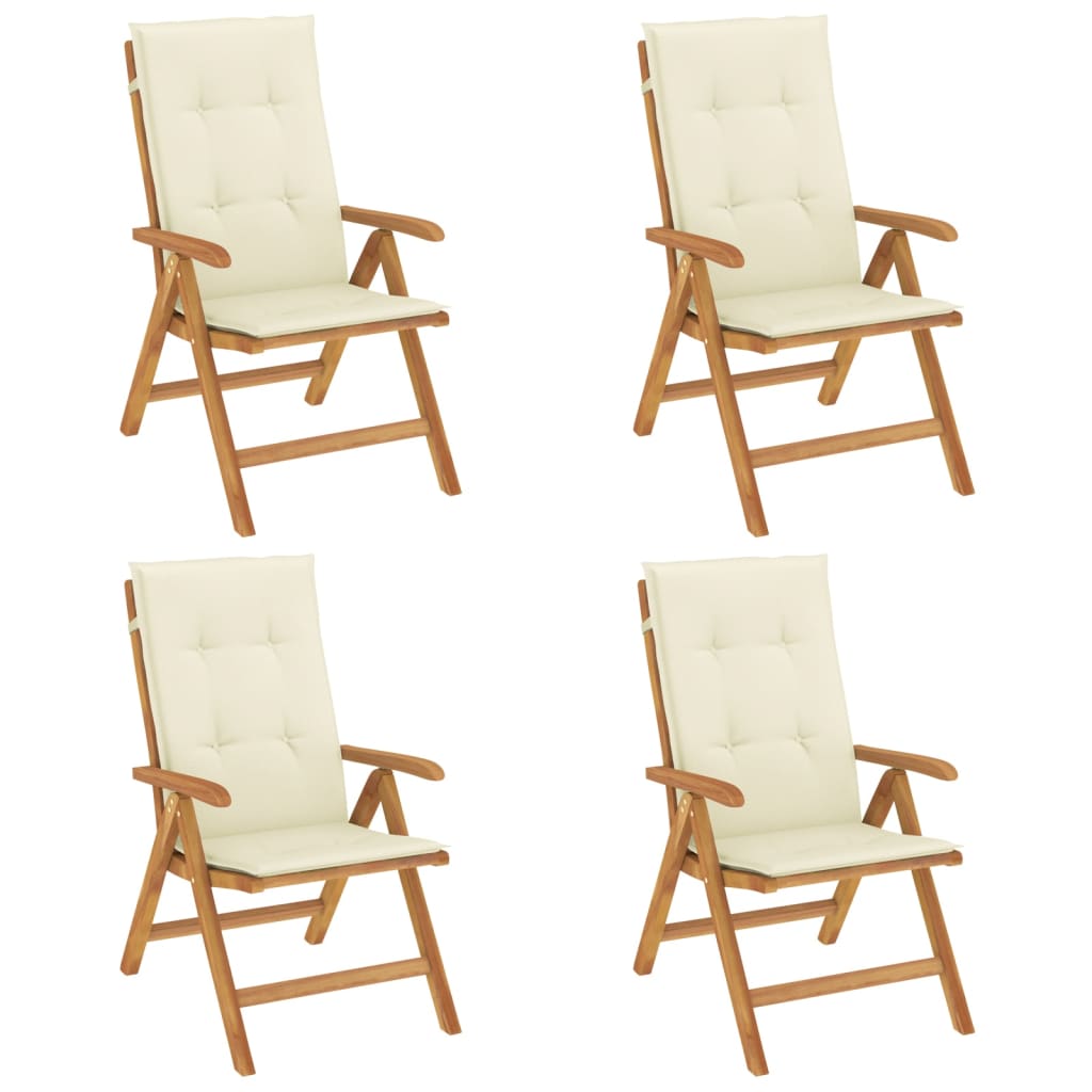 Reclining Garden Chairs With Cushions 4 Pcs Solid Wood Teak