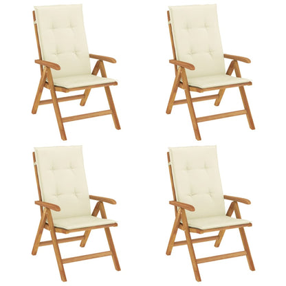 Reclining Garden Chairs With Cushions 4 Pcs Solid Wood Teak