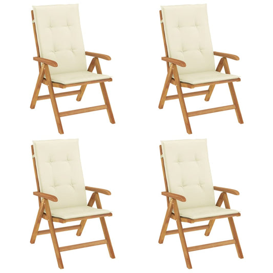 Reclining Garden Chairs With Cushions 4 Pcs Solid Wood Teak