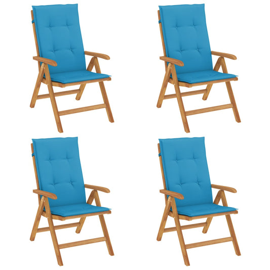 Reclining Garden Chairs With Cushions 4 Pcs Solid Wood Teak