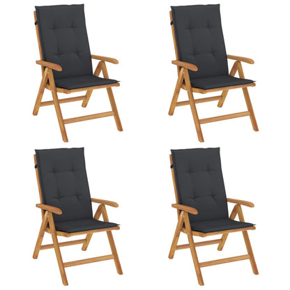 Reclining Garden Chairs With Cushions 4 Pcs Solid Wood Teak