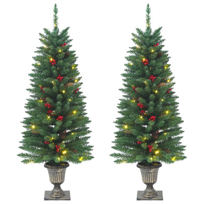 Artificial Christmas Trees 2 Pcs 100 Leds 120 Cm