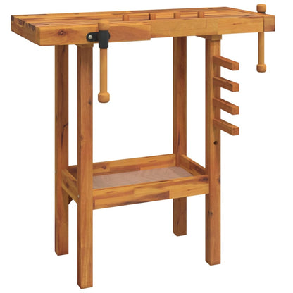 Workbench With Vices 92X48X83 Cm Solid Wood Acacia