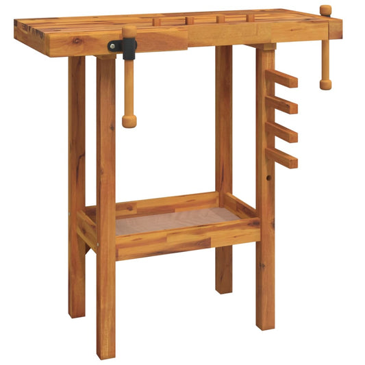 Workbench With Vices 92X48X83 Cm Solid Wood Acacia