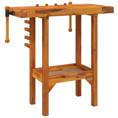 Workbench With Vices 92X48X83 Cm Solid Wood Acacia
