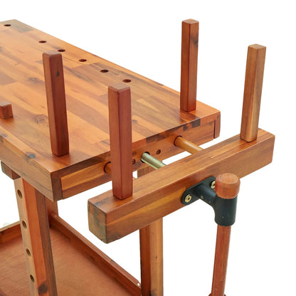 Workbench With Vices 92X48X83 Cm Solid Wood Acacia