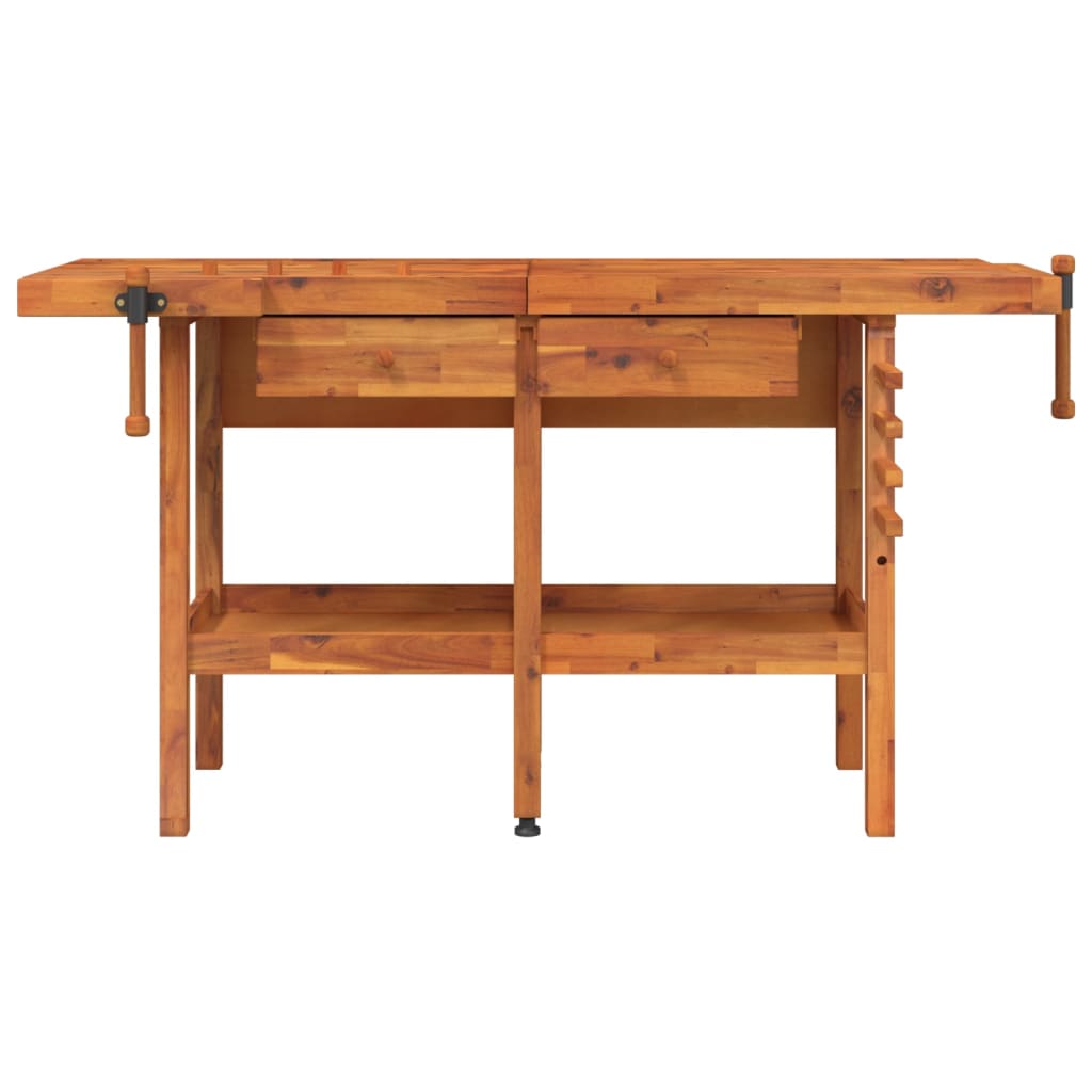 Workbench With Drawers And Vices 162X62X83 Cm Solid Wood Acacia