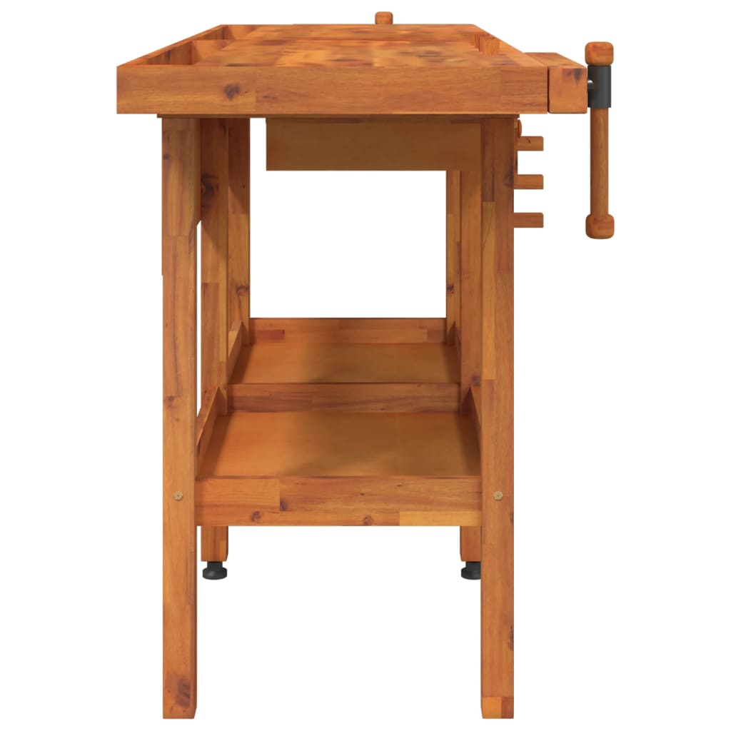 Workbench With Drawers And Vices 162X62X83 Cm Solid Wood Acacia