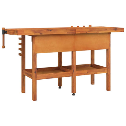 Workbench With Drawers And Vices 162X62X83 Cm Solid Wood Acacia