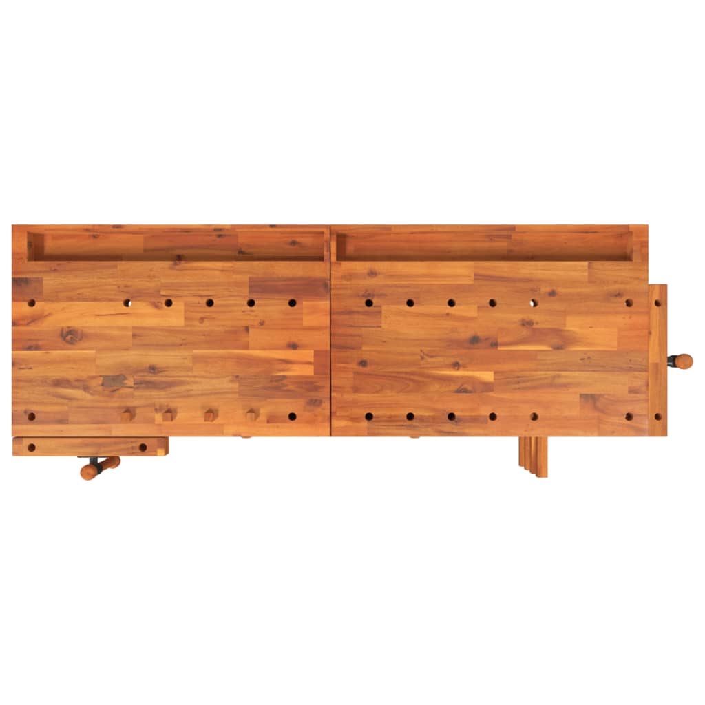 Workbench With Drawers And Vices 162X62X83 Cm Solid Wood Acacia
