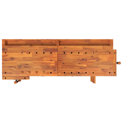 Workbench With Drawers And Vices 162X62X83 Cm Solid Wood Acacia