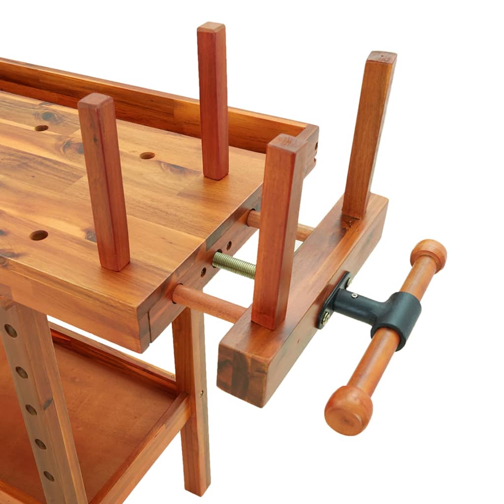 Workbench With Drawers And Vices 162X62X83 Cm Solid Wood Acacia