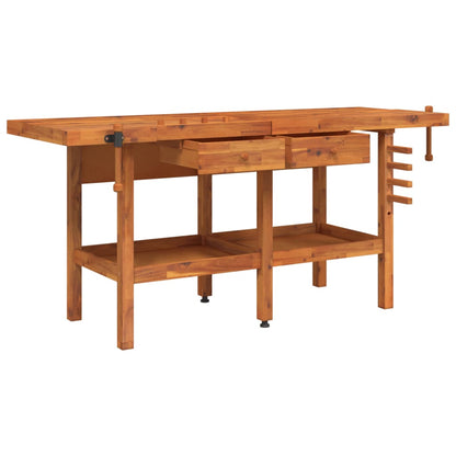 Workbench With Drawers And Vices 192X62X83 Cm Solid Wood Acacia