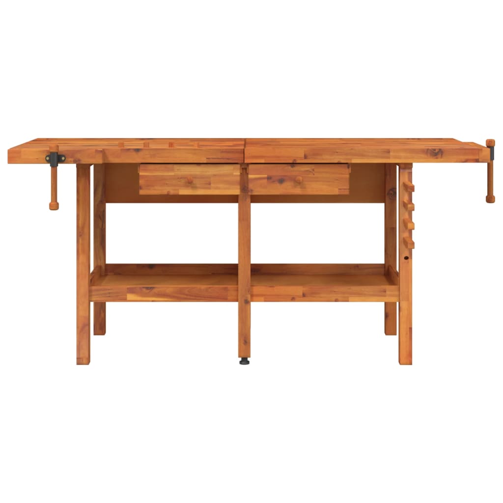 Workbench With Drawers And Vices 192X62X83 Cm Solid Wood Acacia