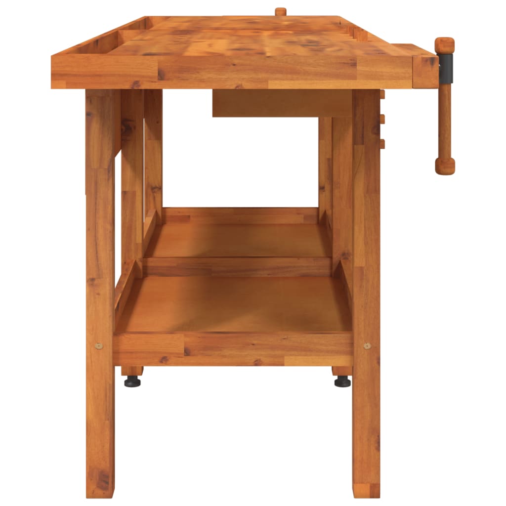 Workbench With Drawers And Vices 192X62X83 Cm Solid Wood Acacia