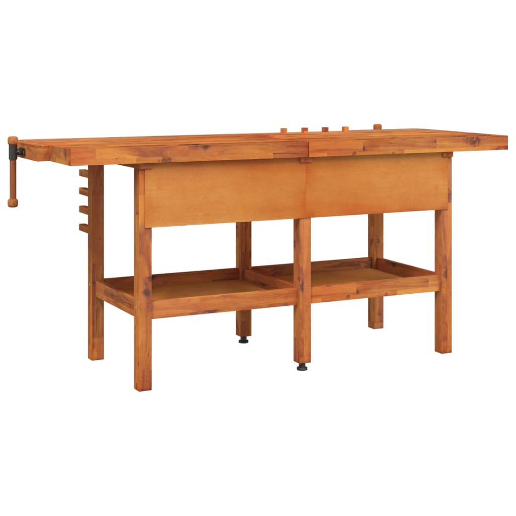 Workbench With Drawers And Vices 192X62X83 Cm Solid Wood Acacia