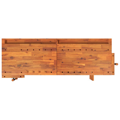 Workbench With Drawers And Vices 192X62X83 Cm Solid Wood Acacia