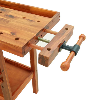 Workbench With Drawers And Vices 192X62X83 Cm Solid Wood Acacia
